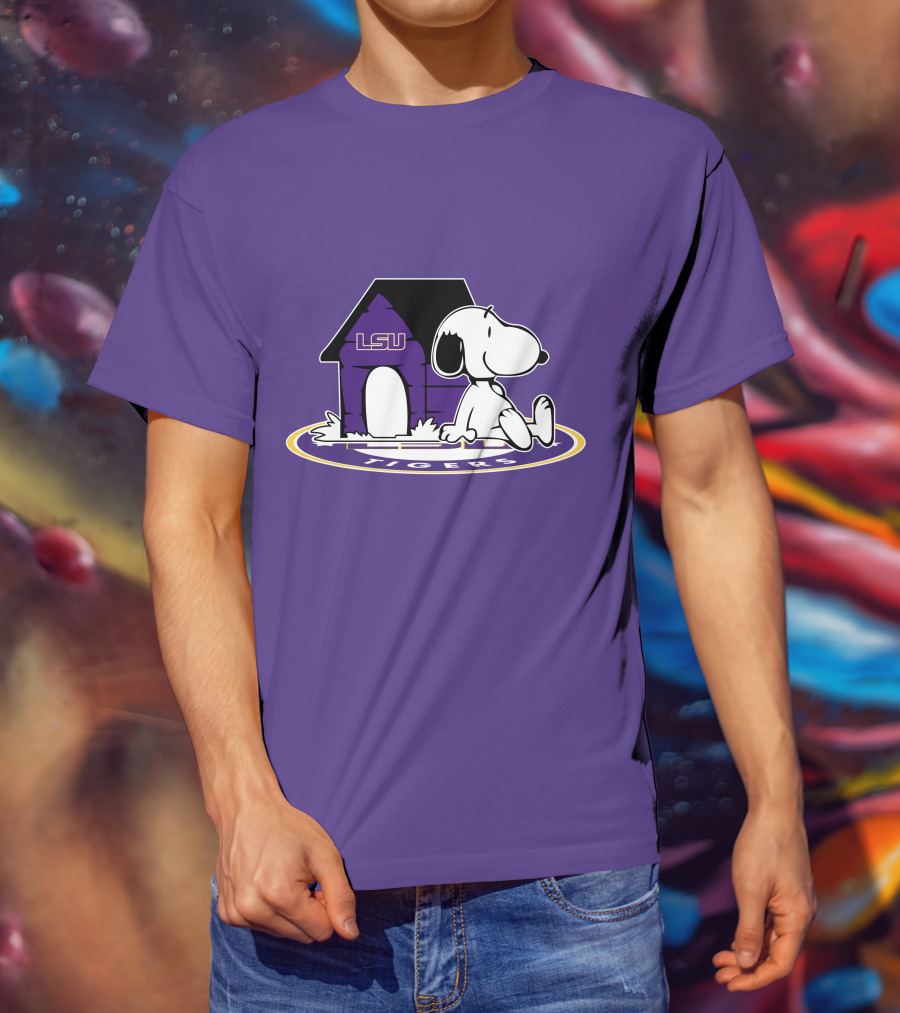 LSU Tigers Football Fan Now And Forever Snoopy Doghouse T-Shirt