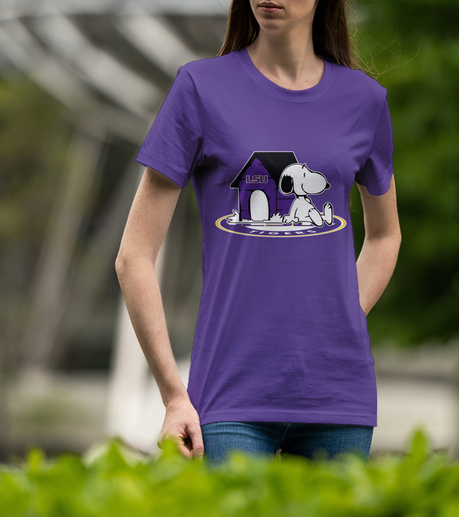 LSU Tigers Football Fan Now And Forever Snoopy Doghouse T-Shirt