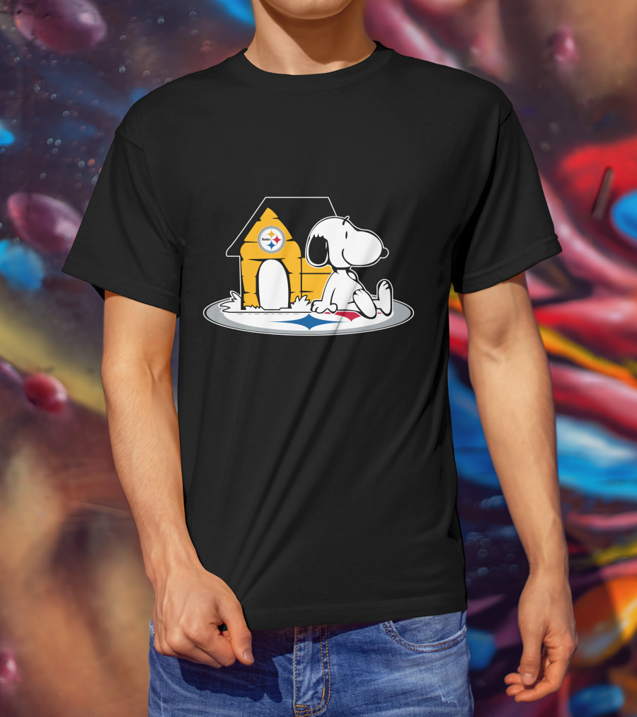 Snoopy With Pittsburgh Steelers Doghouse Football Fan Forever T-Shirt