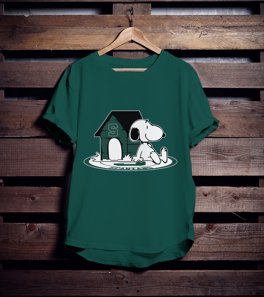 Michigan State Spartans Fan Now And Forever Snoopy Peanuts Doghouse T-Shirt