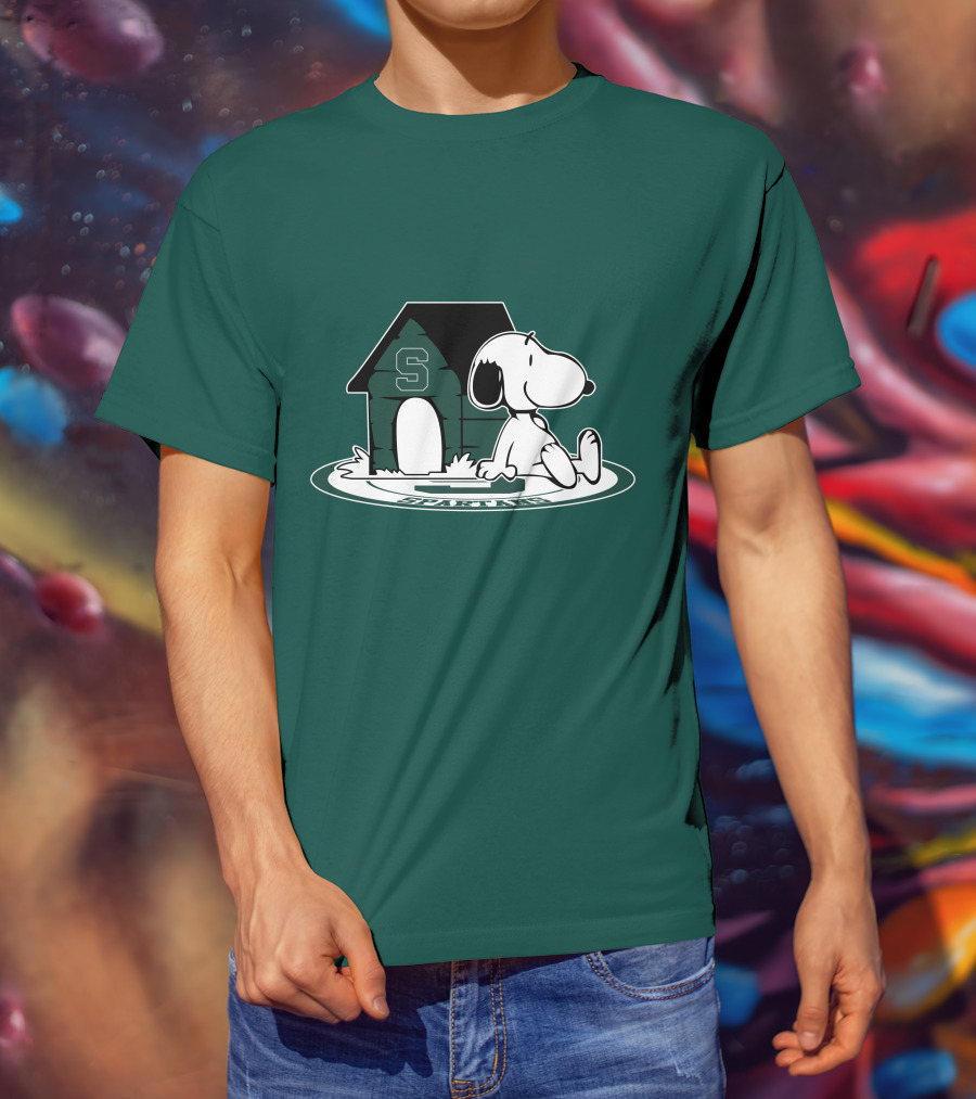 Michigan State Spartans Fan Now And Forever Snoopy Peanuts Doghouse T-Shirt