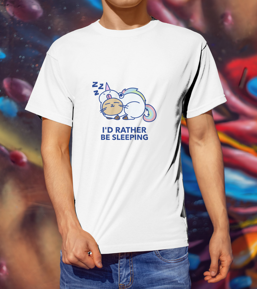 I'd Rather Be Sleeping Unicorn Cat ZZZ T-Shirt