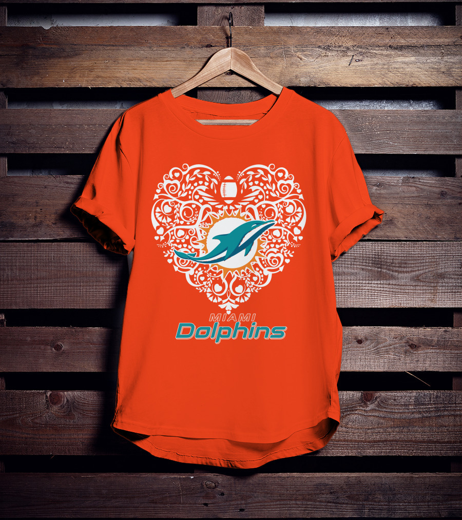 Love My Miami Dolphins Heart Football Theme T-Shirt
