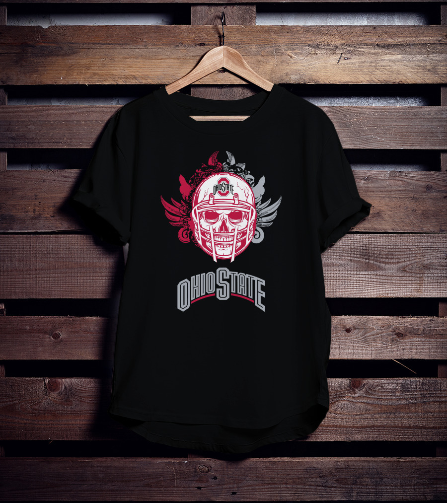 Ohio State Buckeyes Skull Helmet Art With Wings T-Shirt