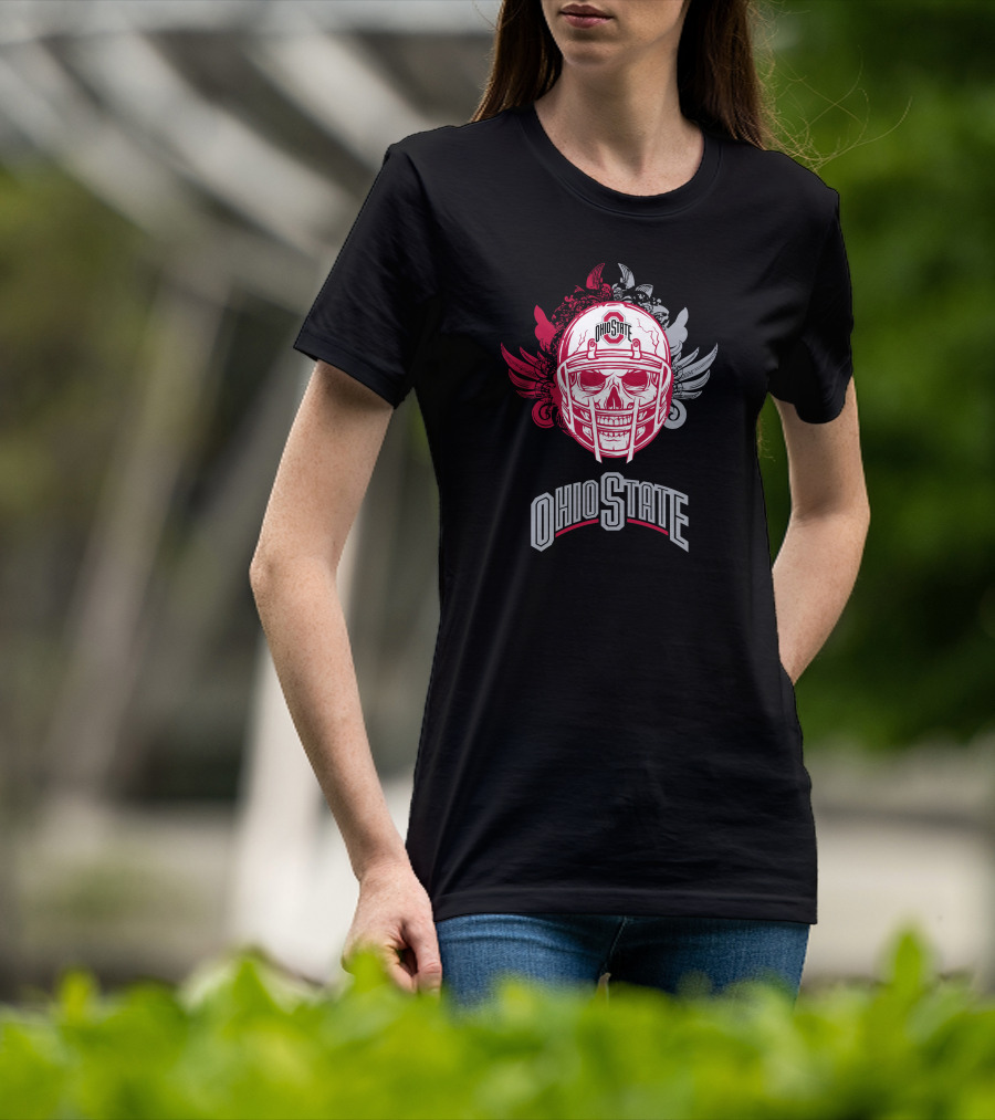 Ohio State Buckeyes Skull Helmet Art With Wings T-Shirt