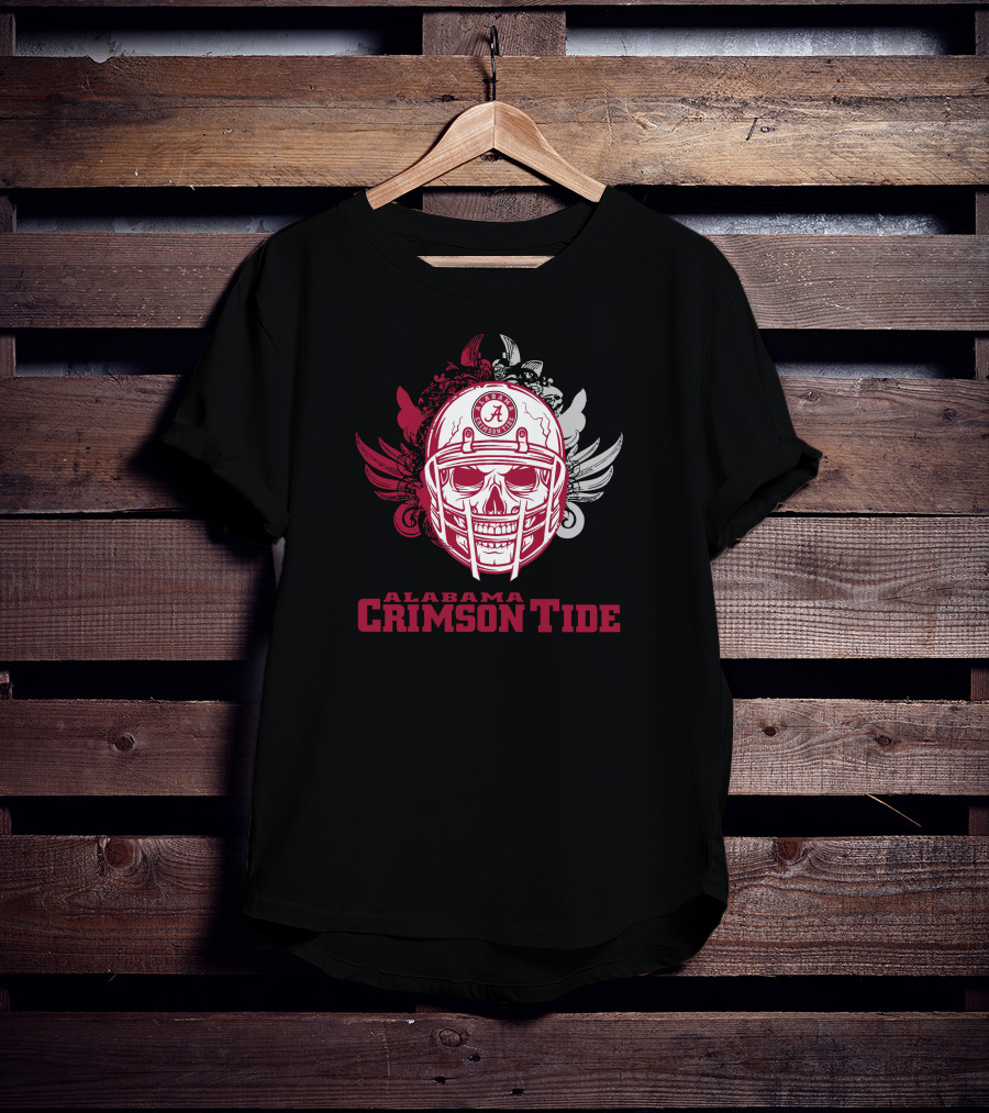 Alabama Crimson Tide Skull Football Helmet T-Shirt