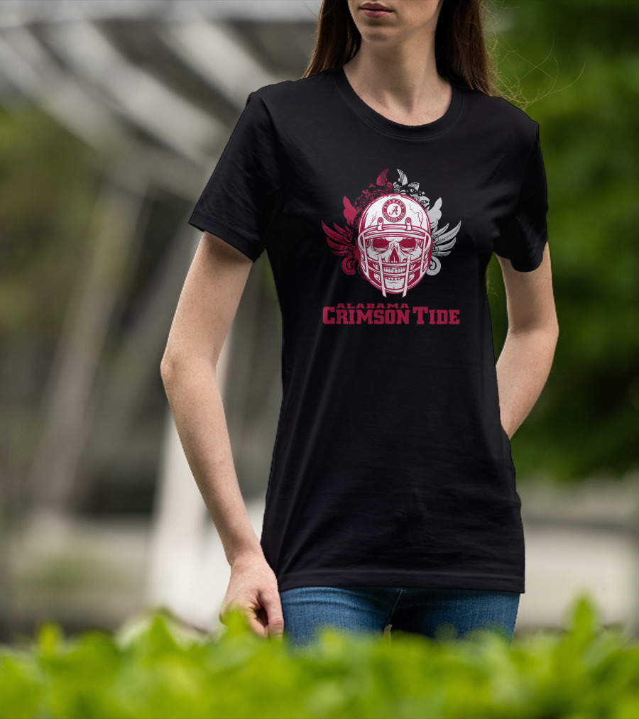 Alabama Crimson Tide Skull Football Helmet T-Shirt