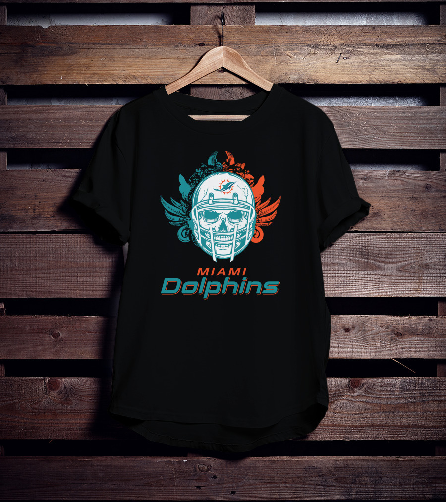 Miami Dolphins Skull Helmet T-Shirt