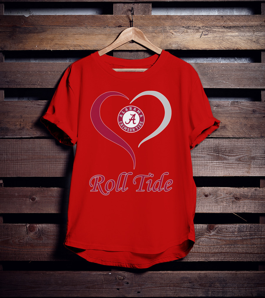 Alabama Crimson Tide Roll Tide Heart T-Shirt
