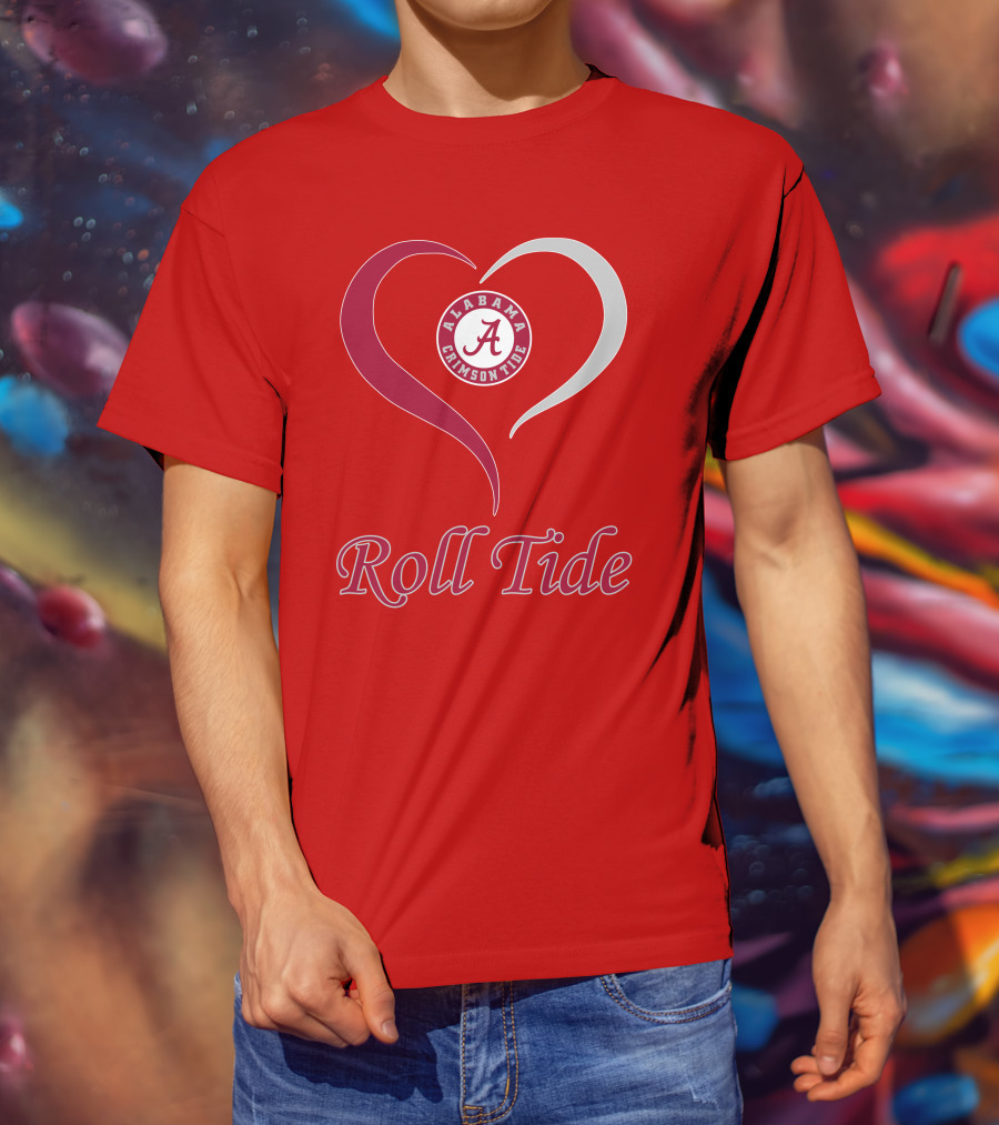 Alabama Crimson Tide Roll Tide Heart T-Shirt