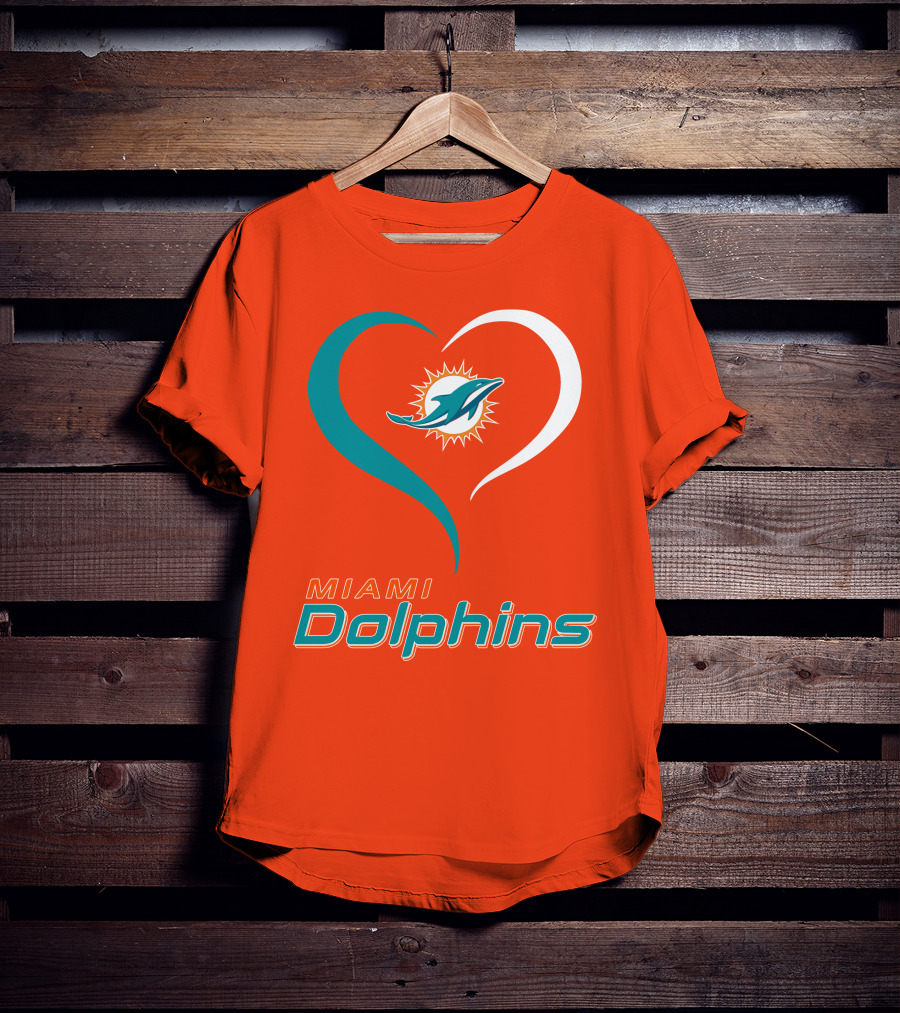 Miami Dolphins Heart T-Shirt