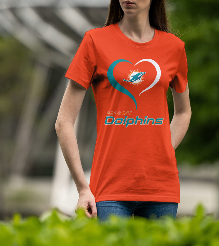 Miami Dolphins Heart T-Shirt