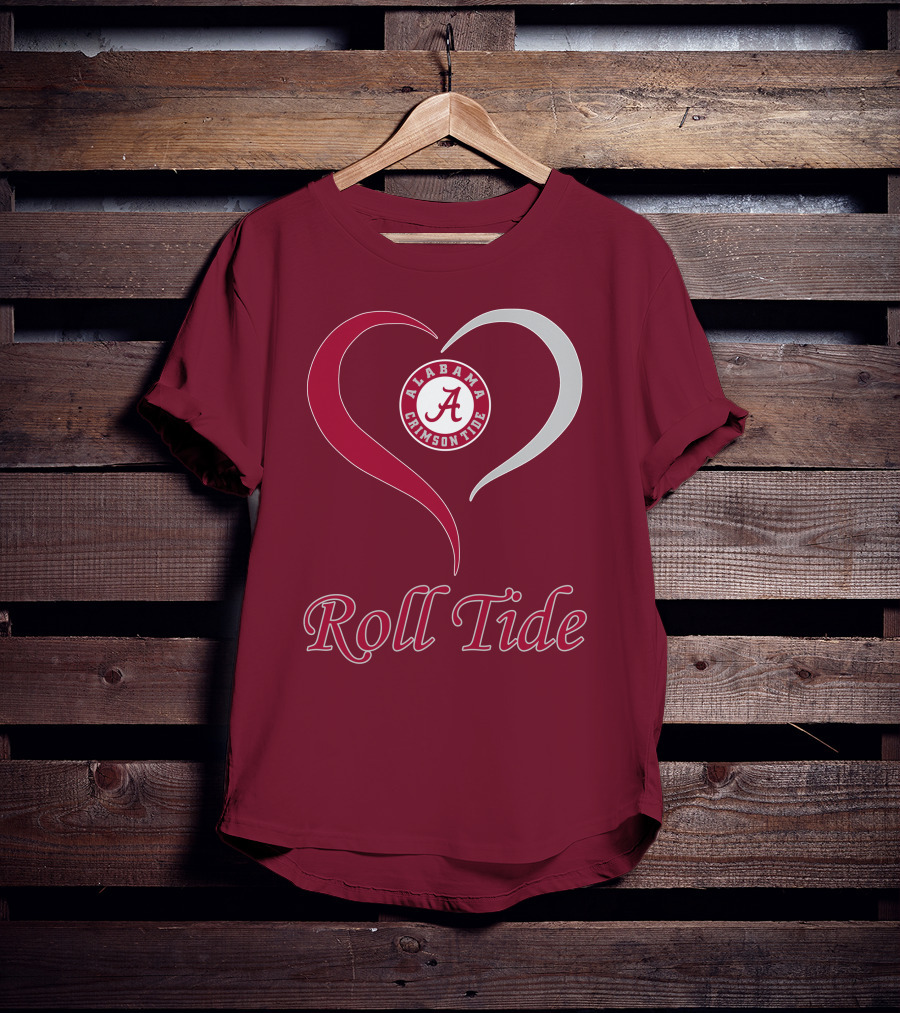 Alabama Crimson Tide Heart Roll Tide T-Shirt