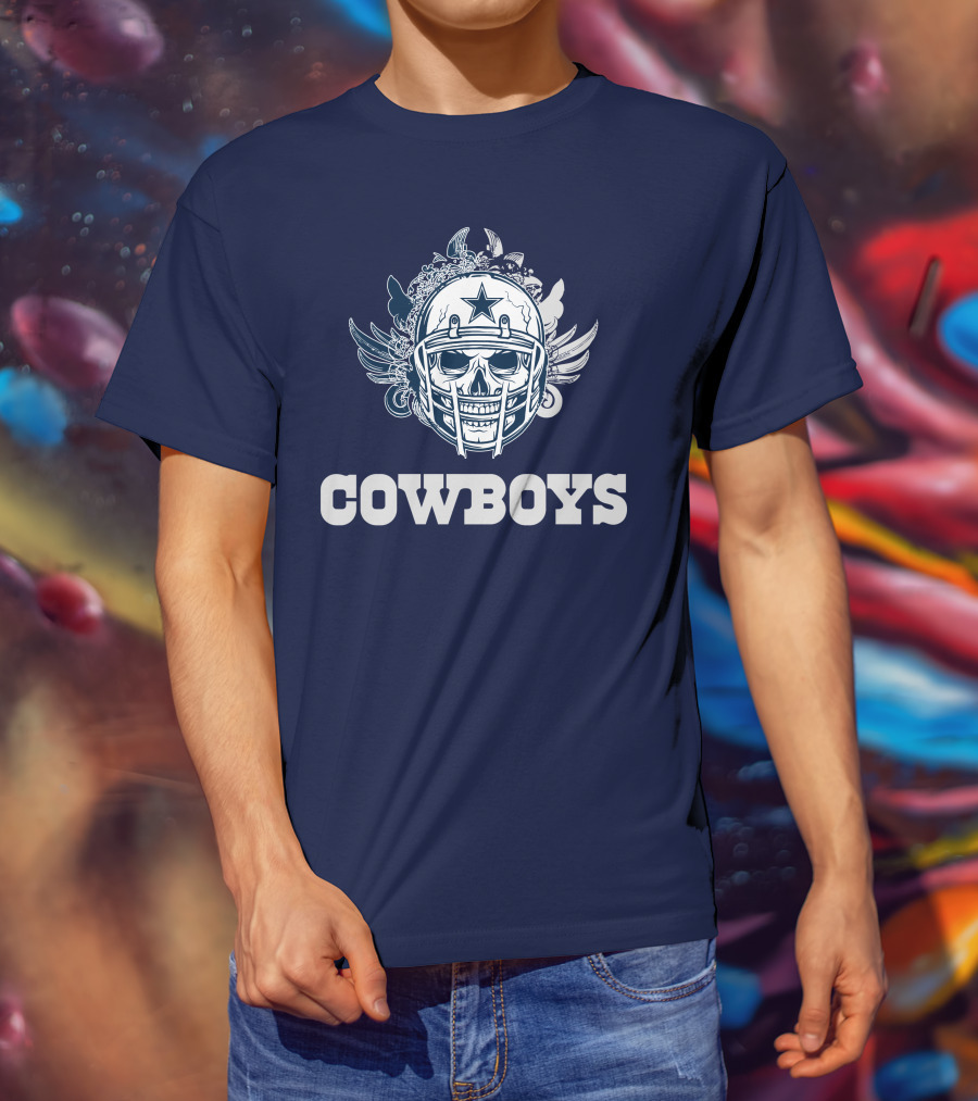 Cowboys Skull Helmet Star Wings T-Shirt