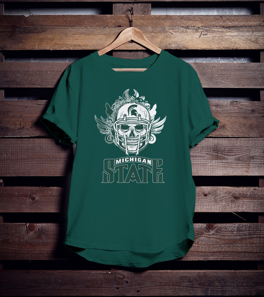 Michigan State Spartans Skull Helmet T-Shirt