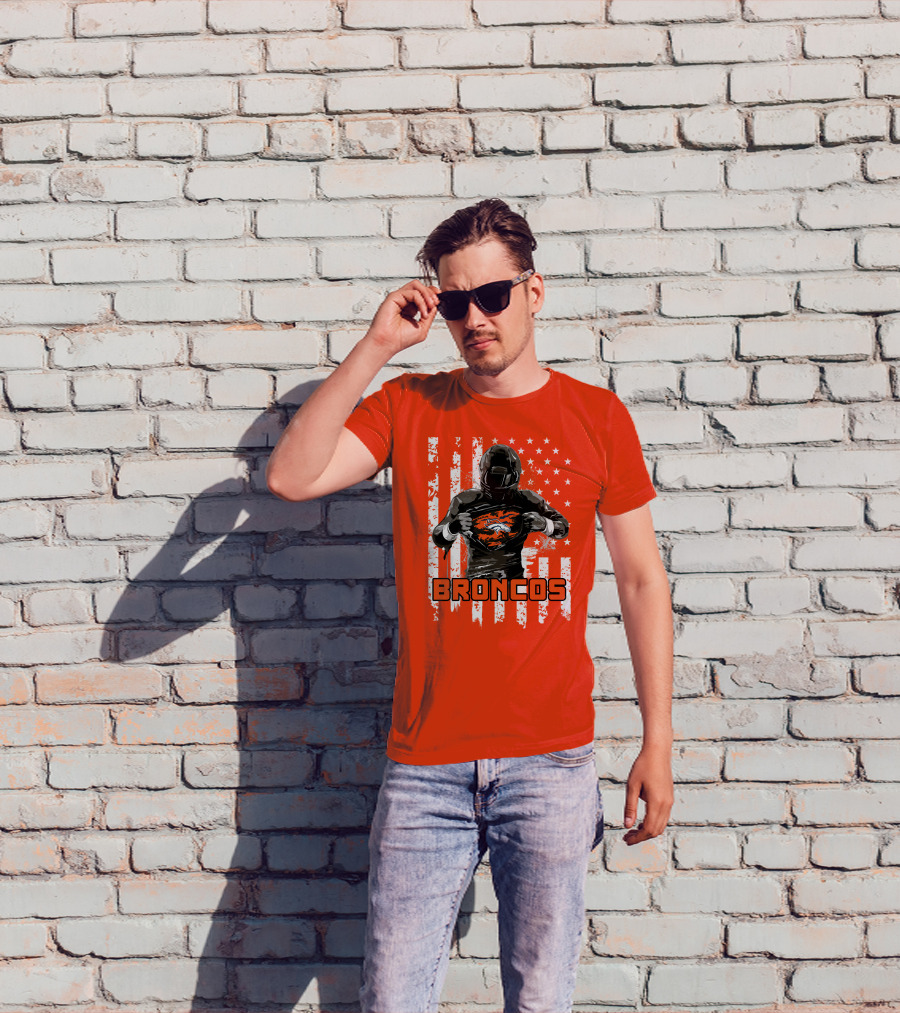 Denver Broncos Football Player American Flag T-Shirt