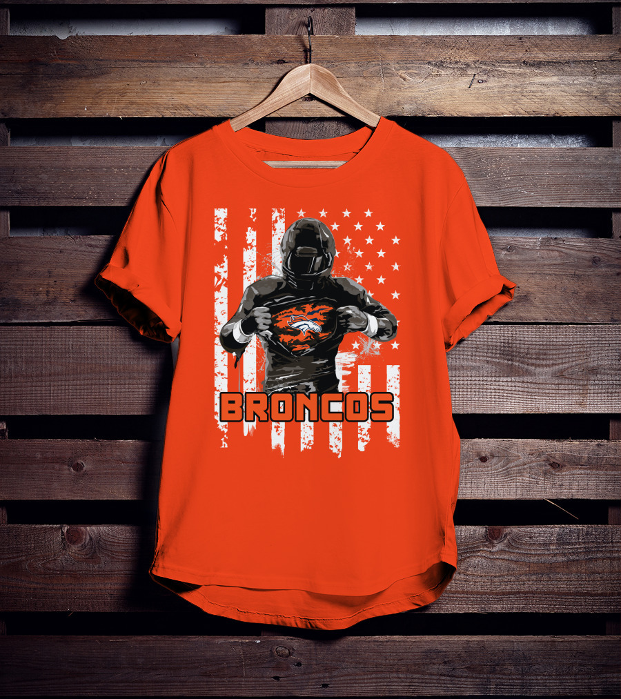 Denver Broncos Football Player American Flag T-Shirt