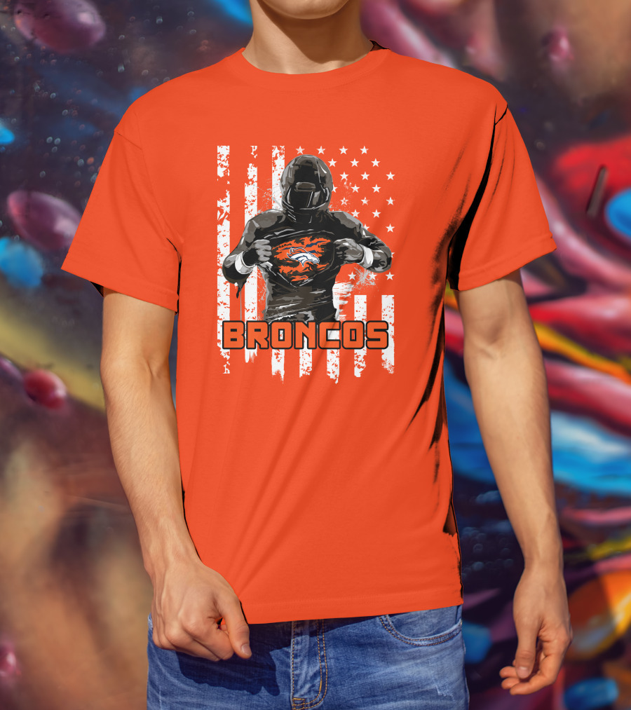 Denver Broncos Football Player American Flag T-Shirt