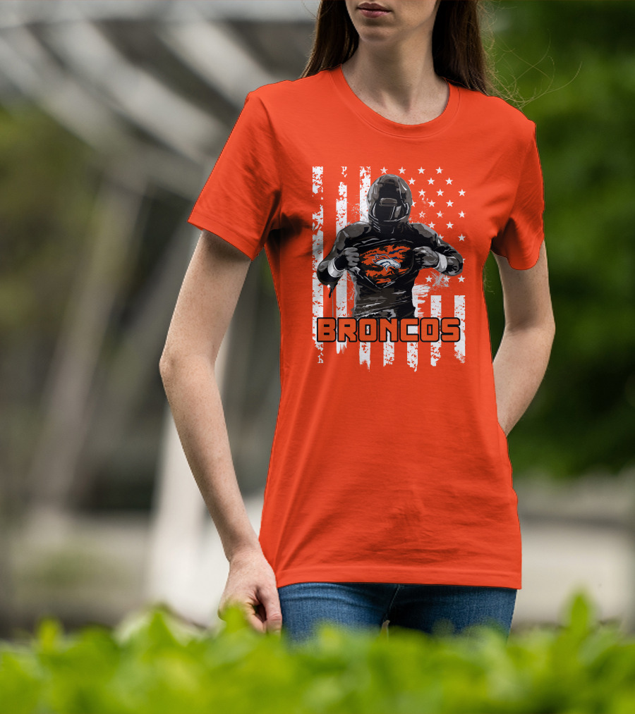 Denver Broncos Football Player American Flag T-Shirt