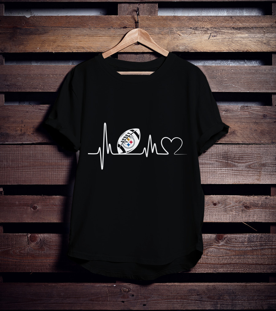 Pittsburgh Steelers Heartbeat Football Logo Passion T-Shirt