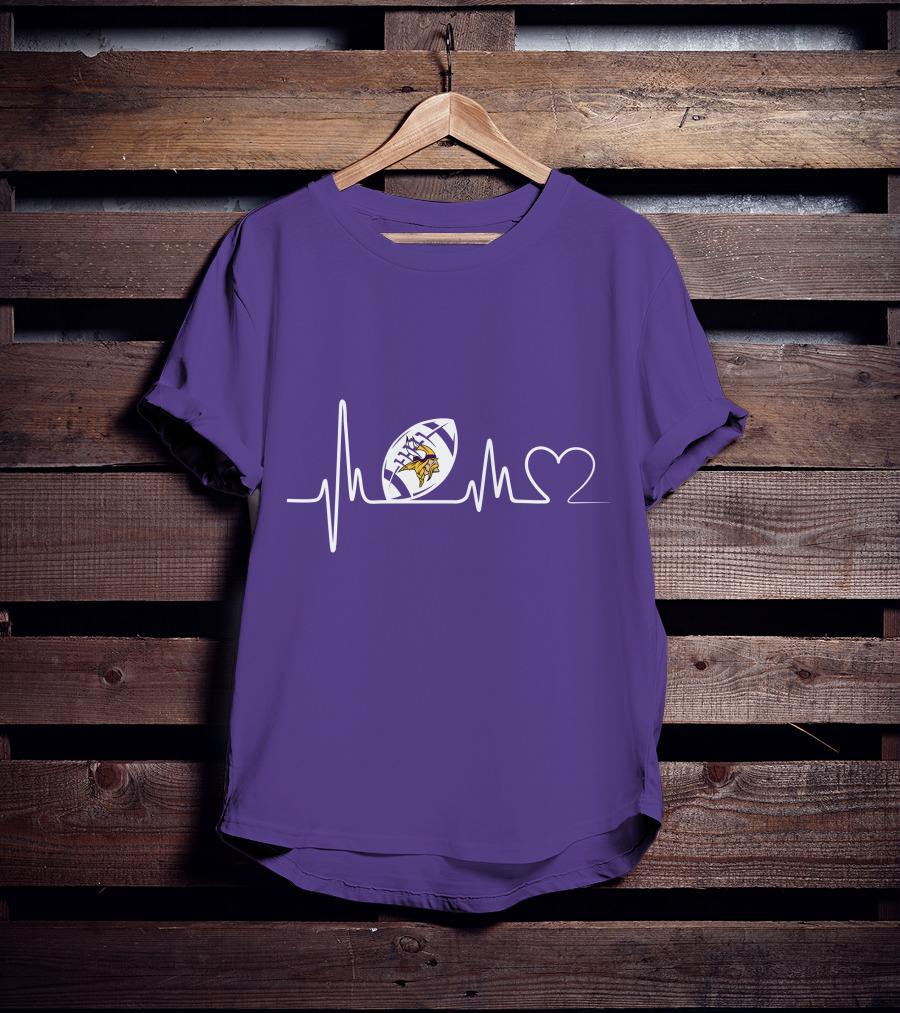 Minnesota Vikings Heartbeat Football And Love T-Shirt
