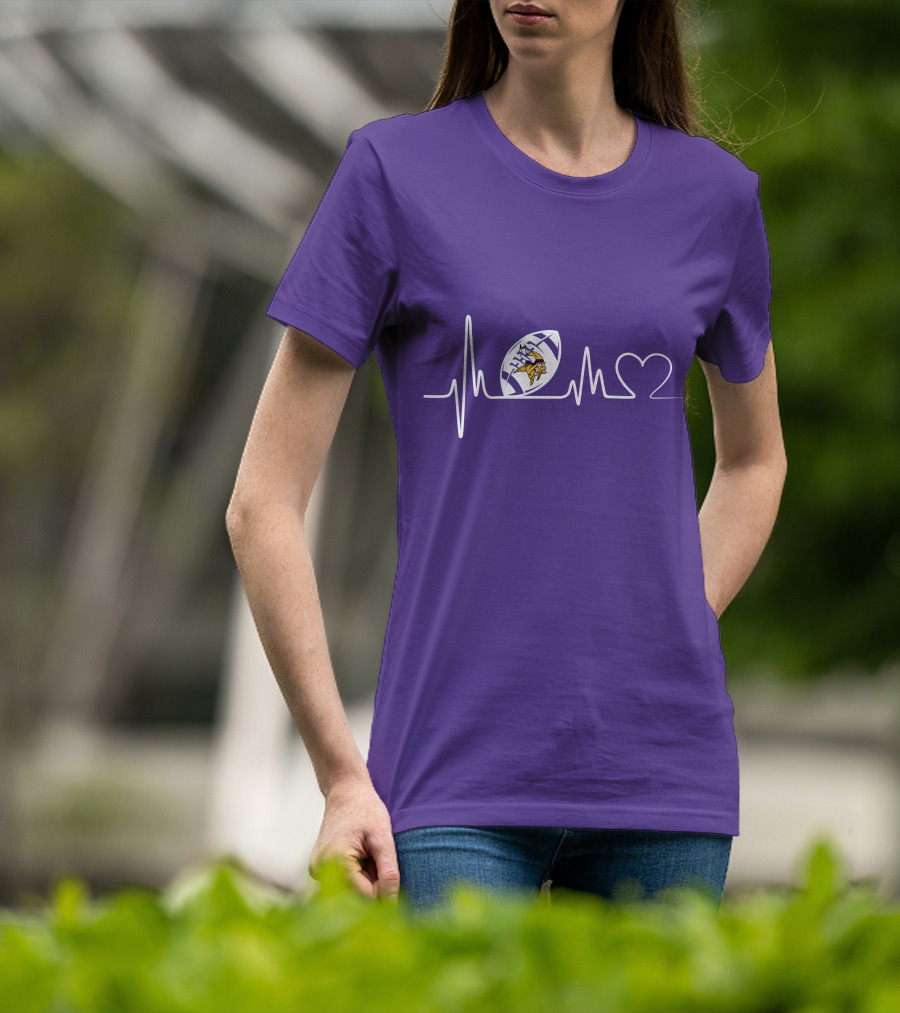 Minnesota Vikings Heartbeat Football And Love T-Shirt