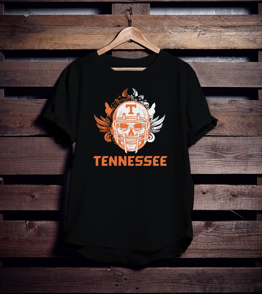 Tennessee Volunteers Skull Helmet Football Wings T-Shirt