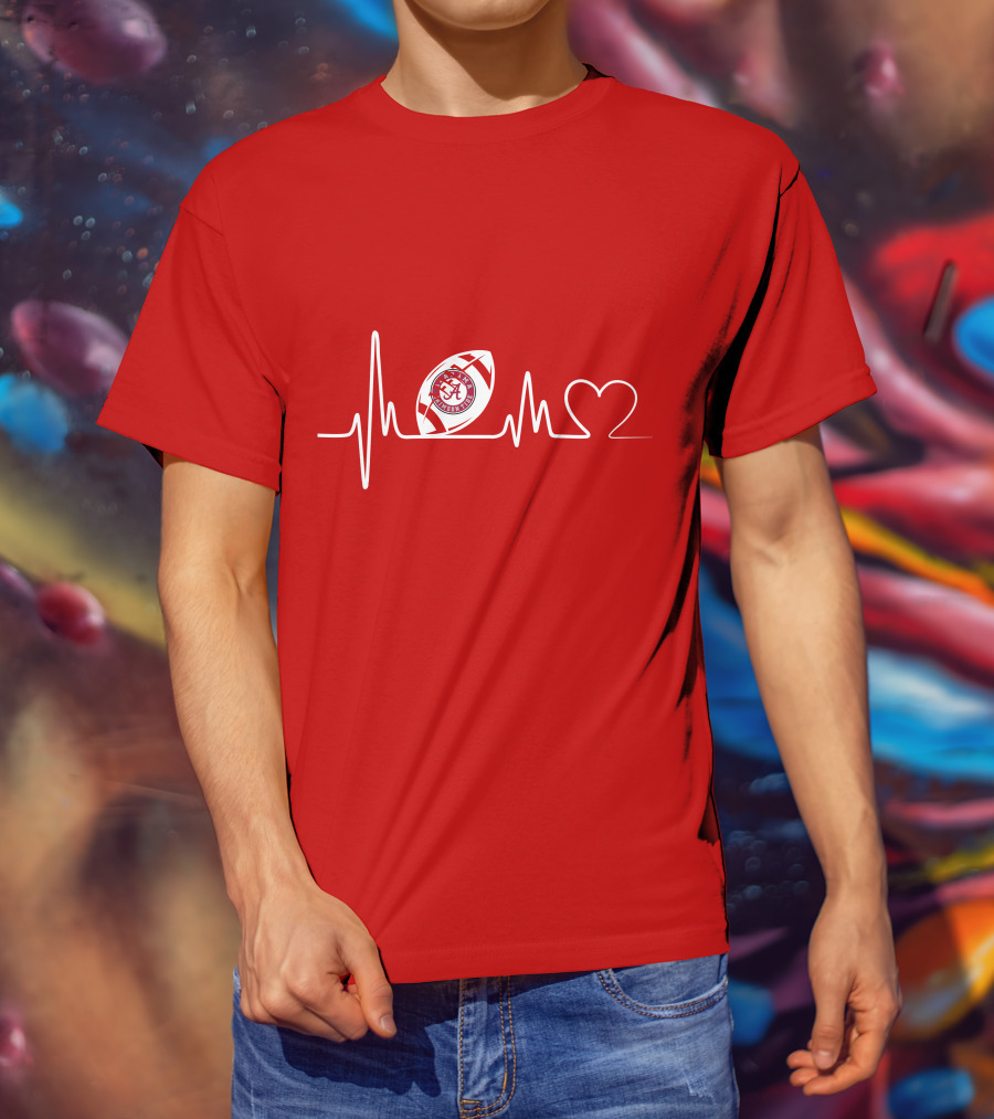 Alabama Crimson Tide Football Heartbeat Love T-Shirt
