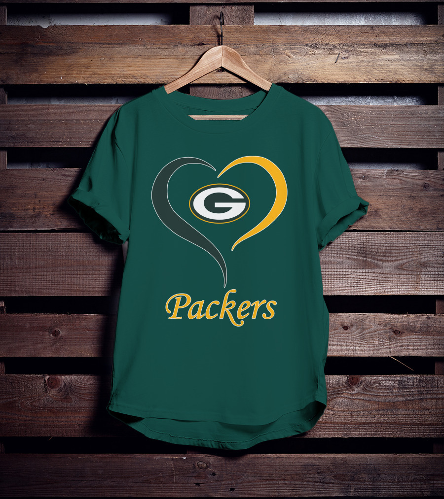 Green Bay Packers Heart Symbol Packers T-Shirt