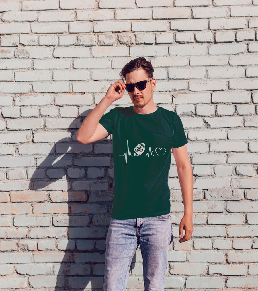 Green Bay Packers Heartbeat ECG Line Football Love T-Shirt