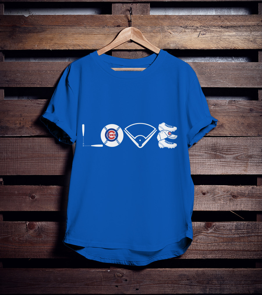 Love Cubs Baseball Field Bat Cleats T-Shirt