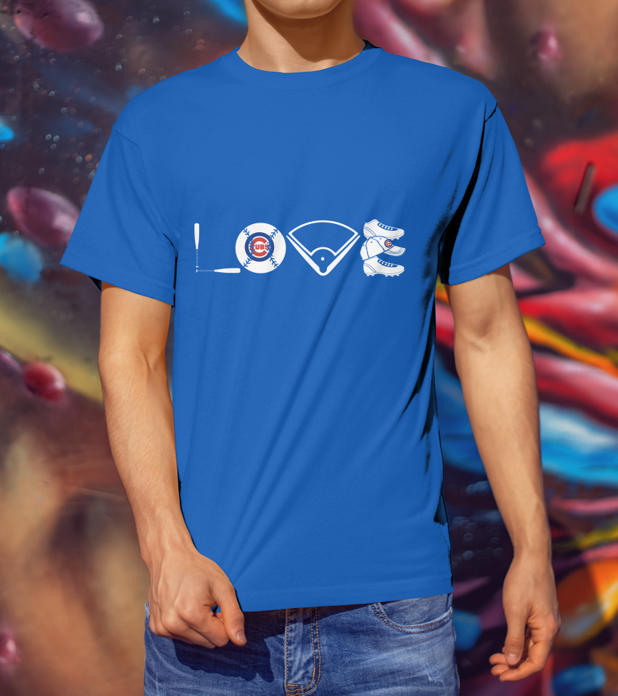 Love Cubs Baseball Field Bat Cleats T-Shirt
