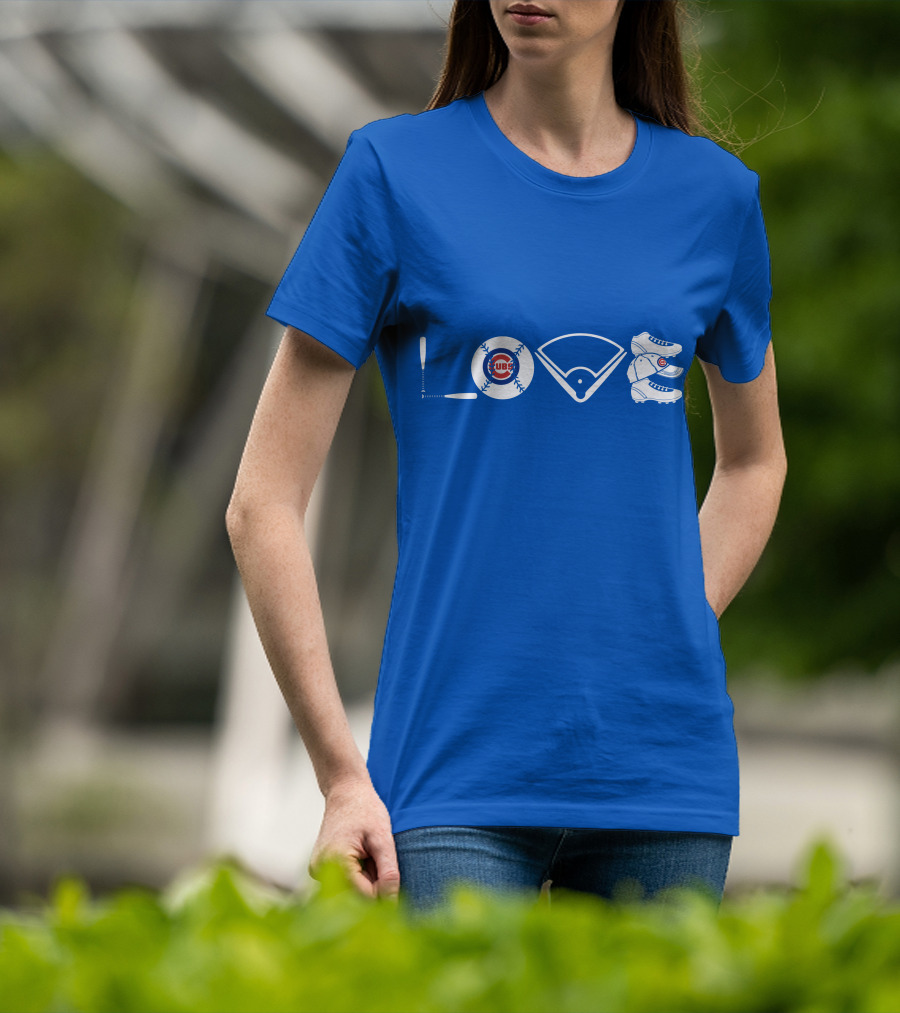 Love Cubs Baseball Field Bat Cleats T-Shirt