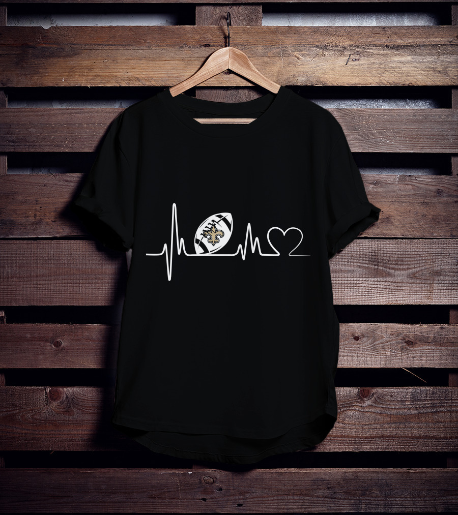 New Orleans Saints Heartbeat Football Fleur-de-Lis T-Shirt