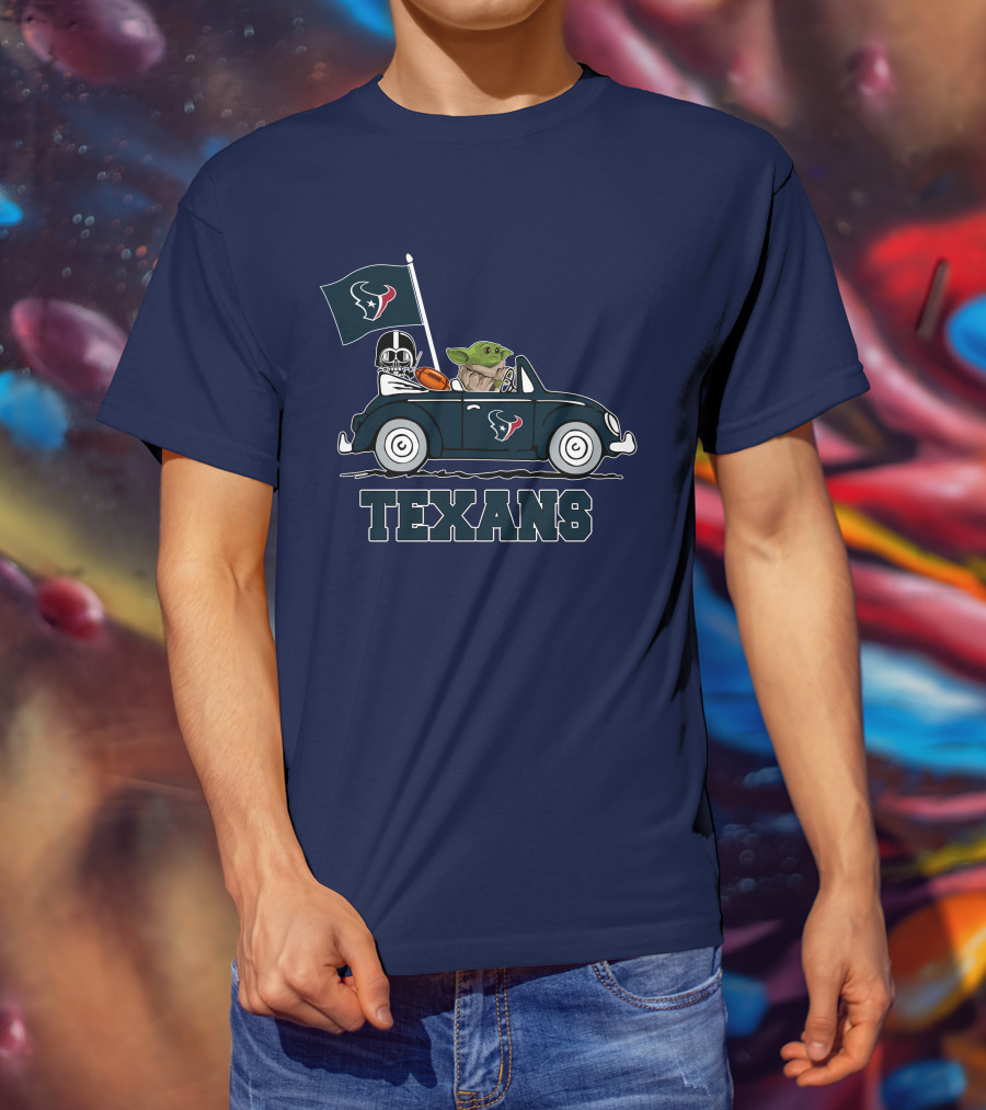 Houston Texans Baby Yoda And Darth Vader Car Adventure Star Wars T-Shirt