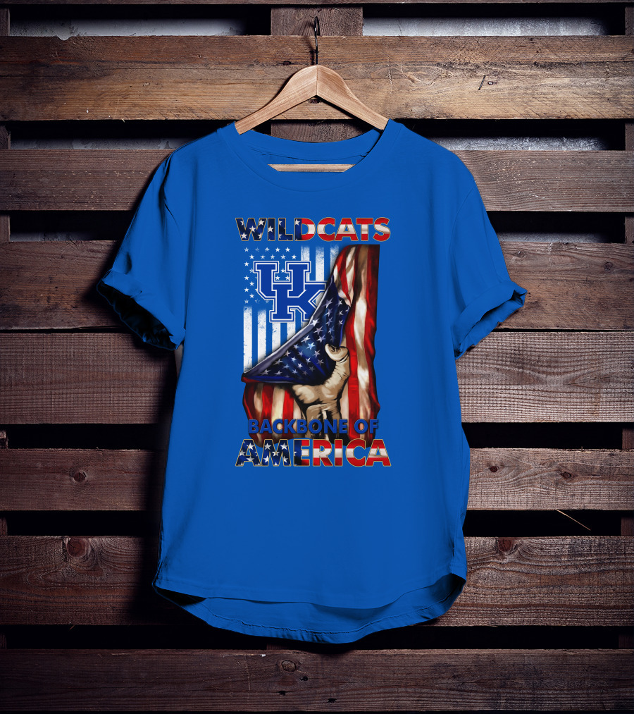 Kentucky Wildcats America Backbone Stars And Stripes Flag T-Shirt