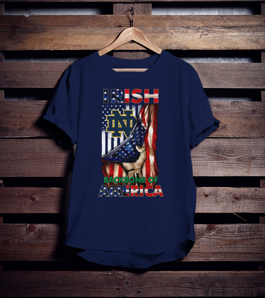 Notre Dame Fighting Irish Nd Logo Backbone Of America Flag T-Shirt