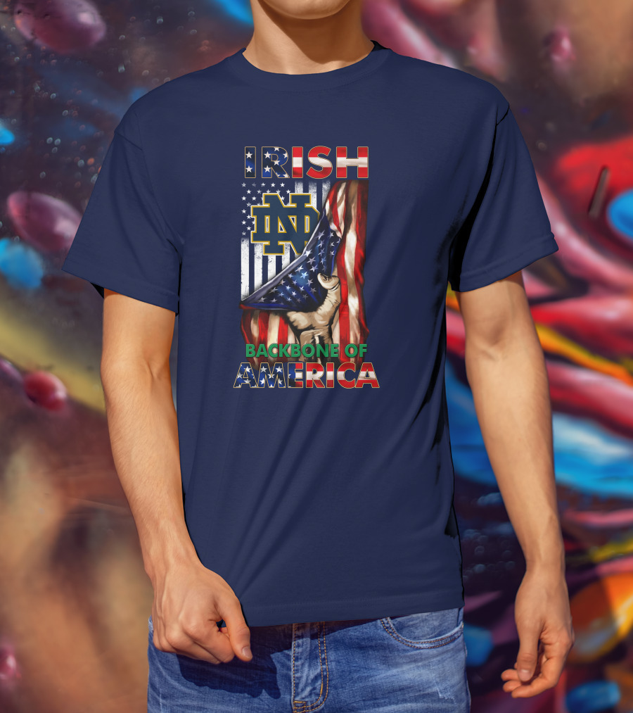 Notre Dame Fighting Irish Nd Logo Backbone Of America Flag T-Shirt