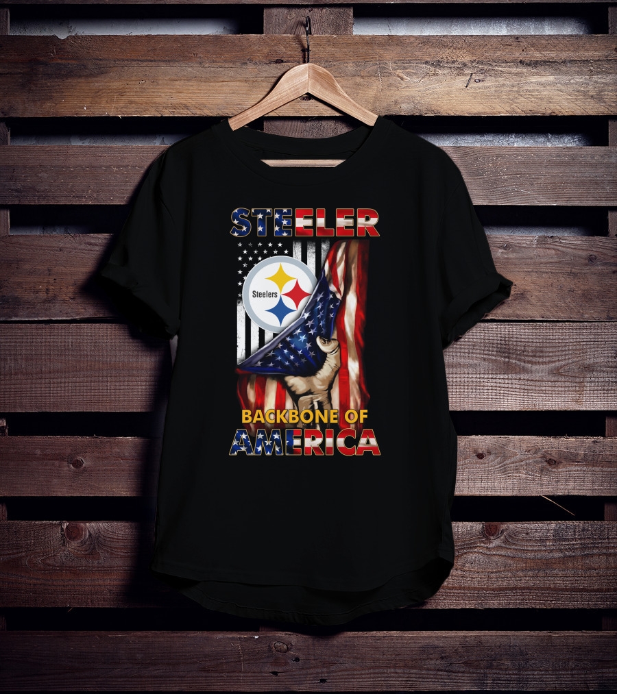 Steelers Backbone Of America American Flag Football Fan Pride T-Shirt