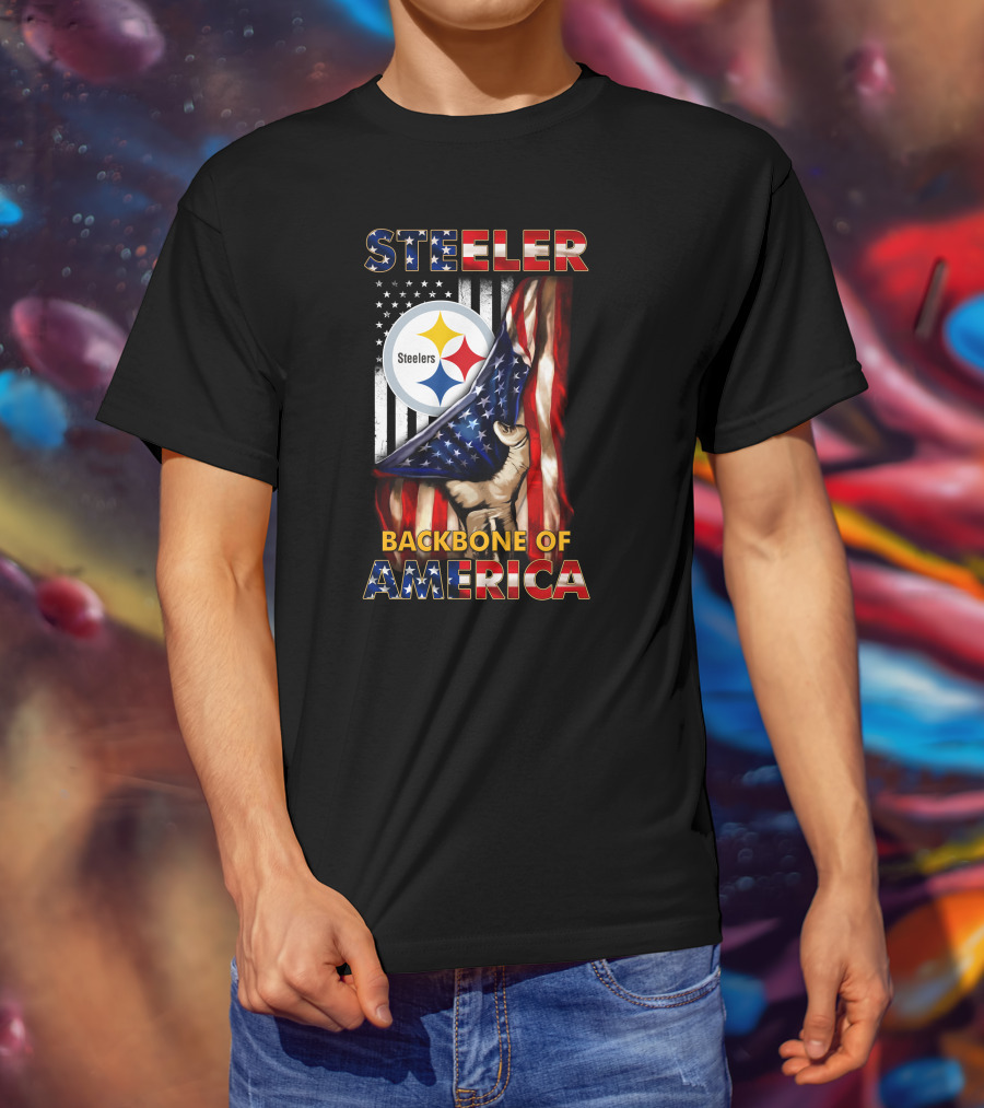 Steelers Backbone Of America American Flag Football Fan Pride T-Shirt