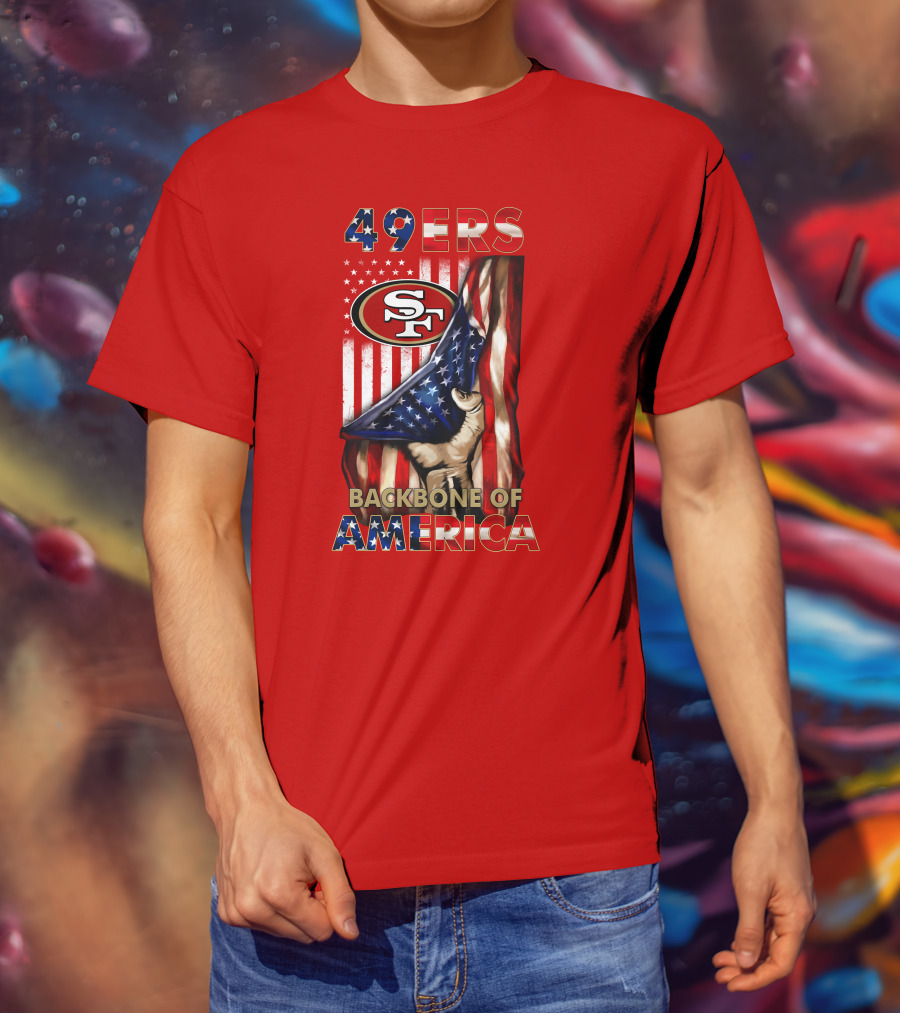 49ers Sf American Flag Backbone Of America T-Shirt