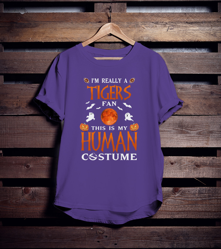 I'm Really A Clemson Tigers Fan This Is My Human Costume T-Shirt