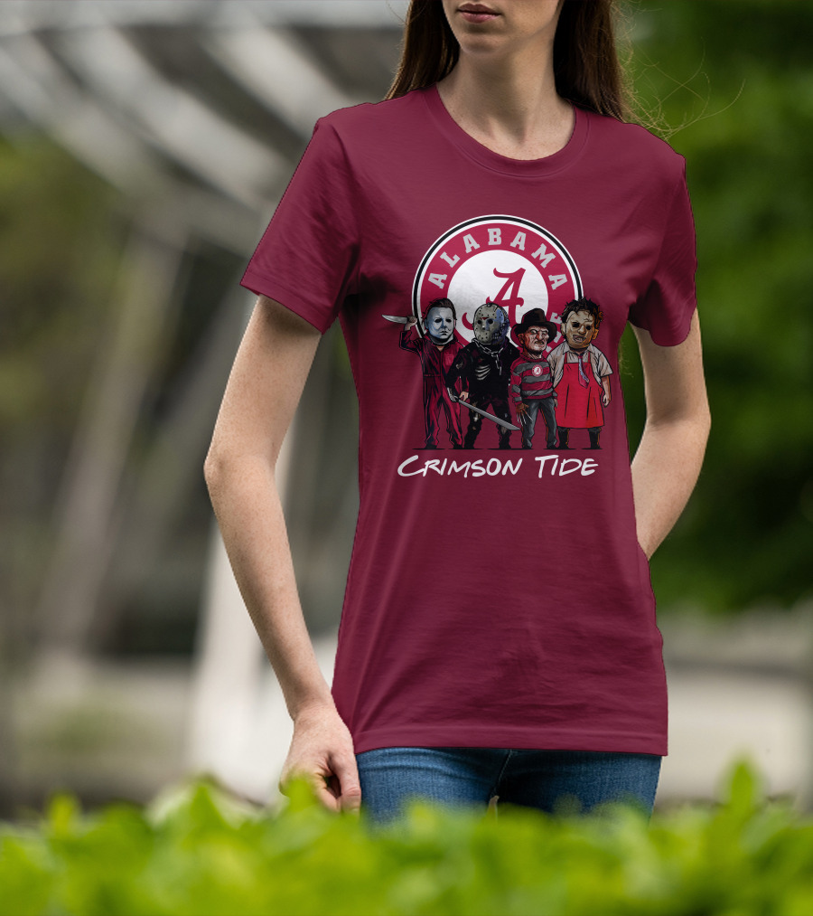 Alabama Crimson Tide Halloween The Slasher Squad Teams Freddy Jason Michael Myers T-Shirt