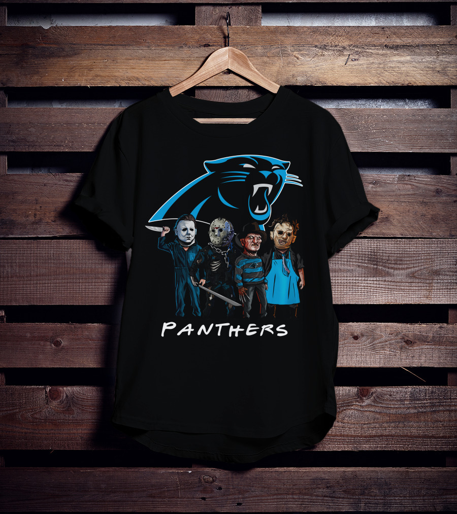 Carolina Panthers Halloween Featuring Iconic Slasher Squad Team T-Shirt