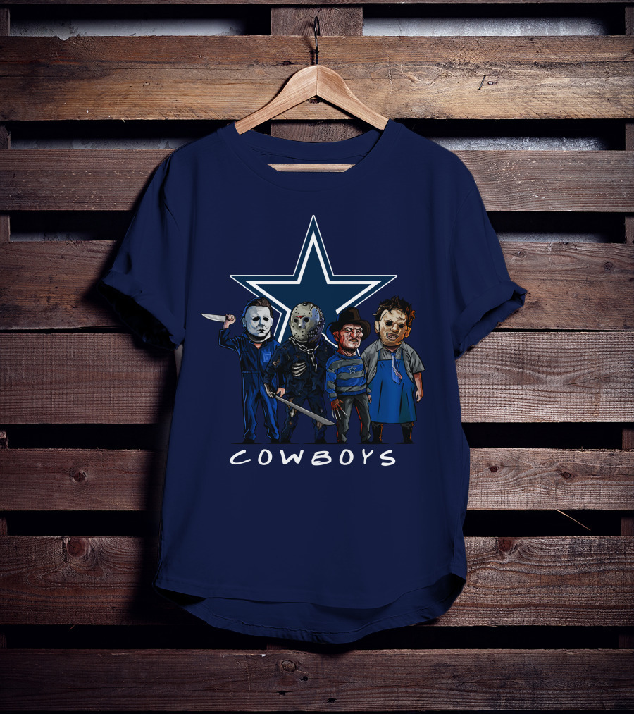 Dallas Cowboys Halloween Slasher Squad Iconic Horror Characters T-Shirt