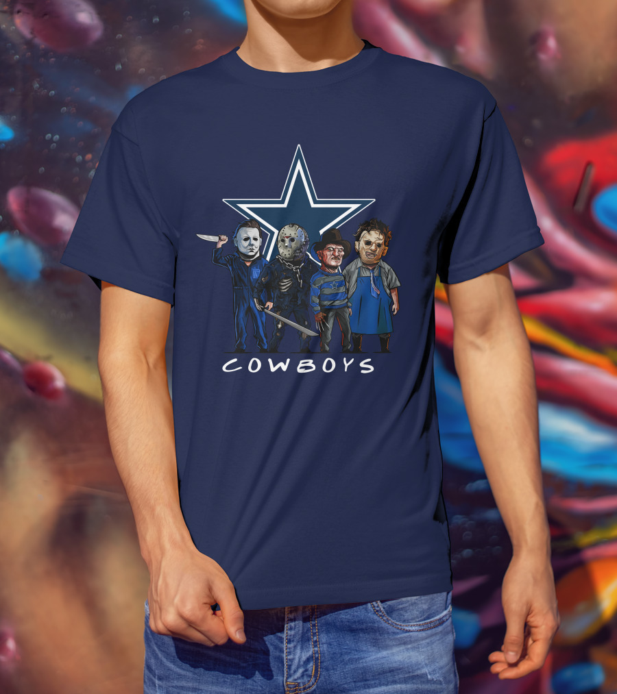 Dallas Cowboys Halloween Slasher Squad Iconic Horror Characters T-Shirt