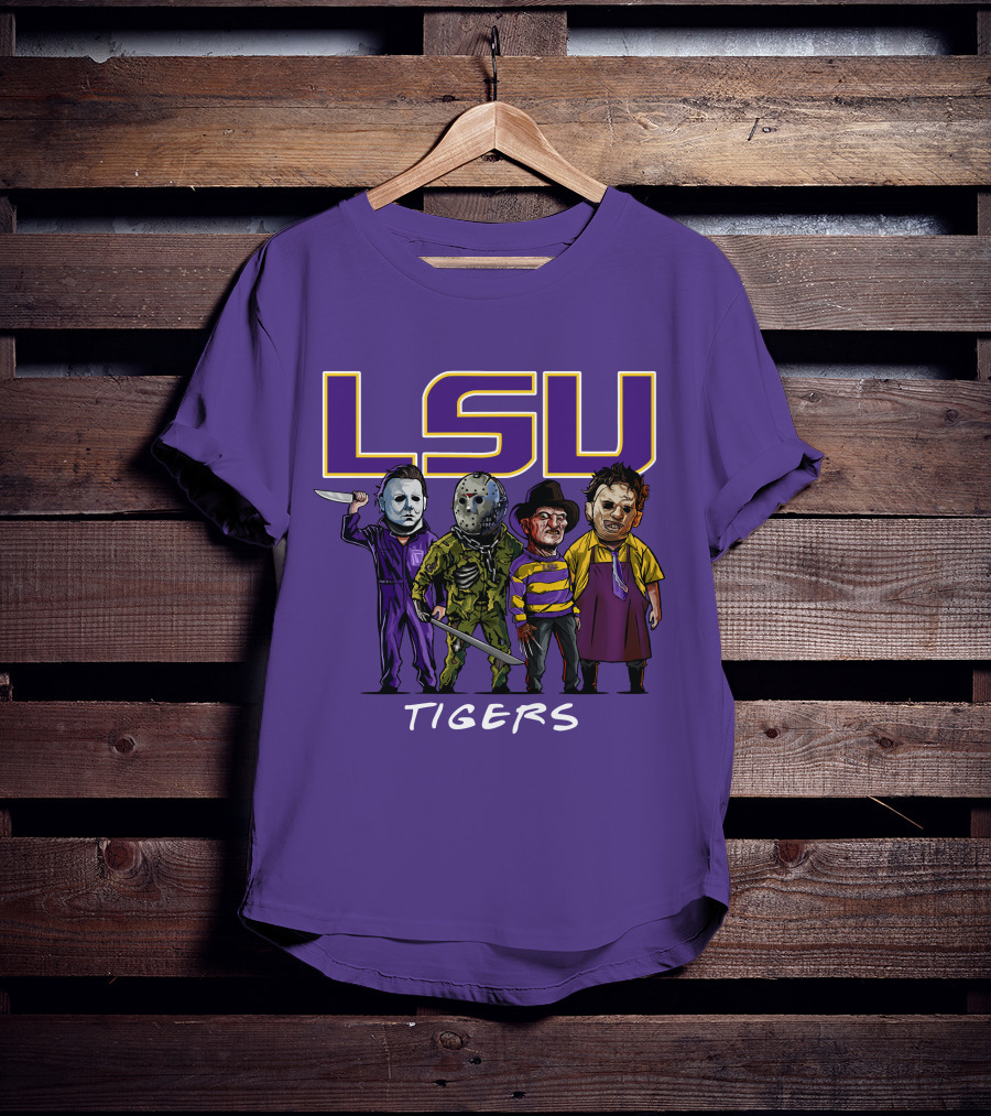 LSU Tigers Halloween The Slasher Squad Teams Horror Characters T-Shirt