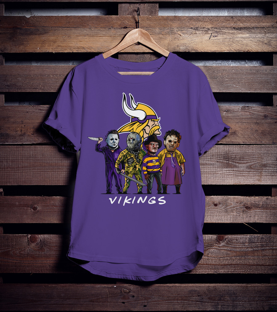 Minnesota Vikings Halloween Horror Icons Team Squad T-Shirt