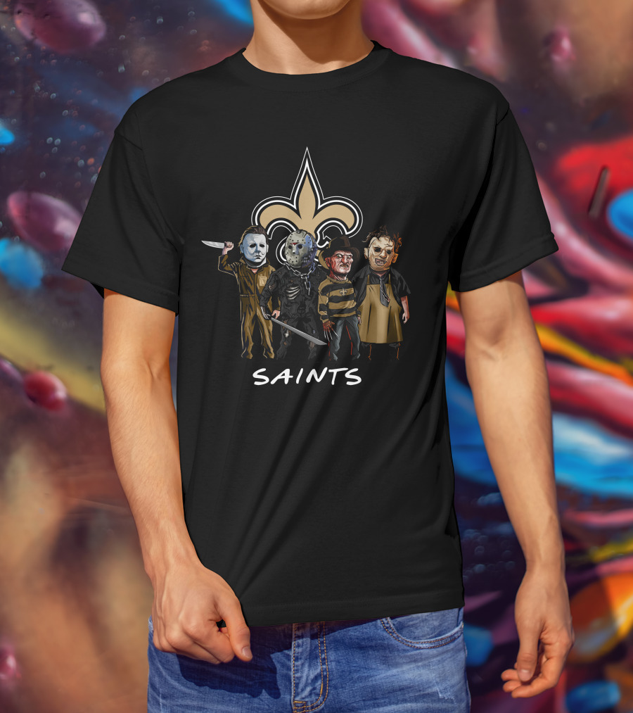 New Orleans Saints Halloween Slasher Squad Character Mashup T-Shirt