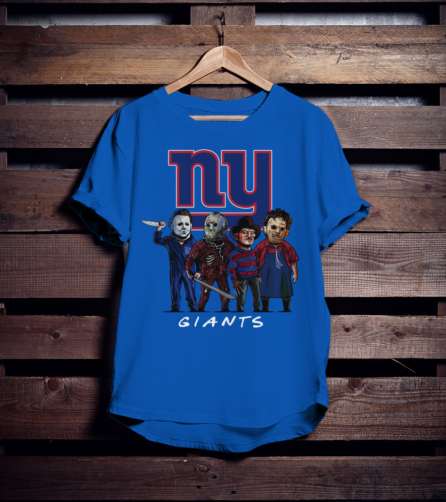 New York Giants Halloween Slasher Squad With Iconic Horror Characters T-Shirt